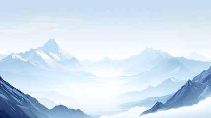 Fototapeta premium a painting of mountains with the snow on it