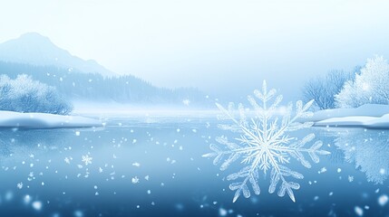 snowflake in the water with mountains in the background