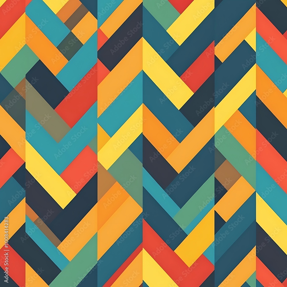 Poster spirited zigzag pattern showcasing vibrant colors and lively abstract design