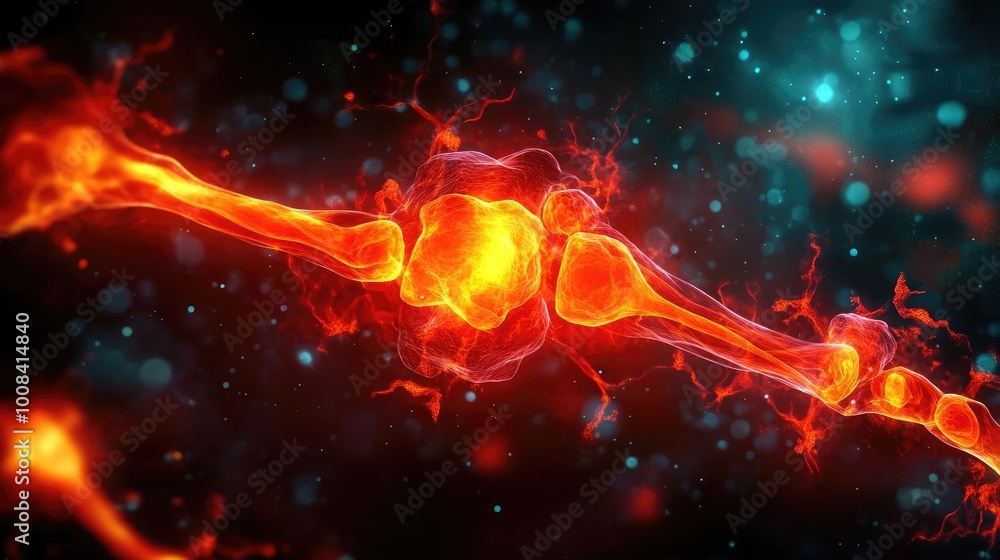 Poster a vibrant, glowing representation of cellular structures, showcasing intricate details of molecular 