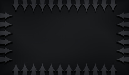 dunkler Hintergrund, Rahmen aus Metallpfeilen