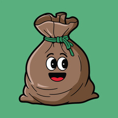 Cute sack with face cartoon illustration