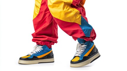 Obraz premium Colorful Sneakers with Red, Yellow, and Blue Pants