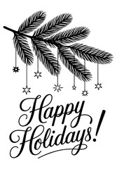 Happy Holidays - Linear Monochrome Design