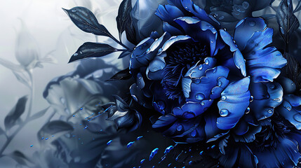flower, paper, rose, 3d, blue, decoration, design, water, food, art, pattern, ball, nature, silk, illustration