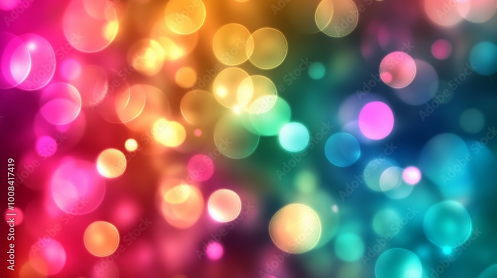 Wall mural vibrant bokeh background with colorful light effects