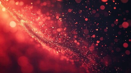 Obraz premium Red particles in motion, blending together in mid-air. An abstract concept emphasizing vibrancy and dynamic flow.