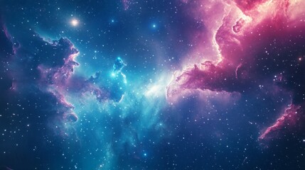 Fototapeta premium A breathtaking view of a nebula in space, with swirling clouds of pink and blue.