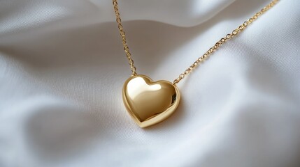 Stylish gold heart pendant with a delicate chain, displayed elegantly on a soft white background