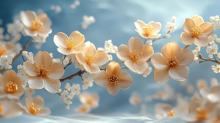 3d illustration of beautiful golden flowers and branches on a light background capturing elegance and simplicity the delicate design is ideal for a postcard conveying warmth and sophistication