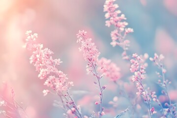 Obraz premium Soft pink flowers in a dreamy, pastel-colored background.
