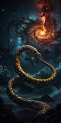 Fototapeta premium background, surreal of a snake swallowing itself