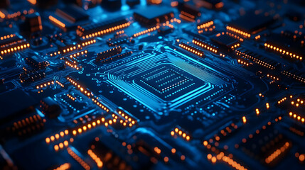 3D Rendered Circuit Board Technology Background