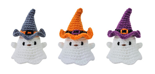 cute ghost with witch hat - halloween crochet doll