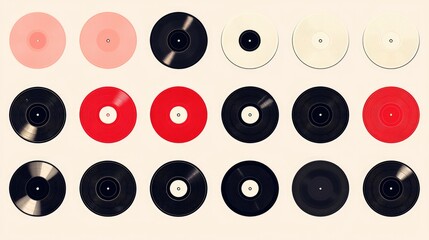 Fototapeta premium Colorful collection of vintage vinyl records arranged artistically