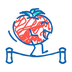 tomato fruit fitness character doodle icon sketch vector. tomato fruit fitness character sign. isolated symbol illustration