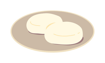 皿に乗せた丸餅のイラスト