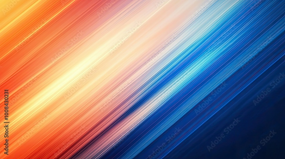 Poster abstract background with diagonal lines blending blue and orange hues. smooth gradient transitions f