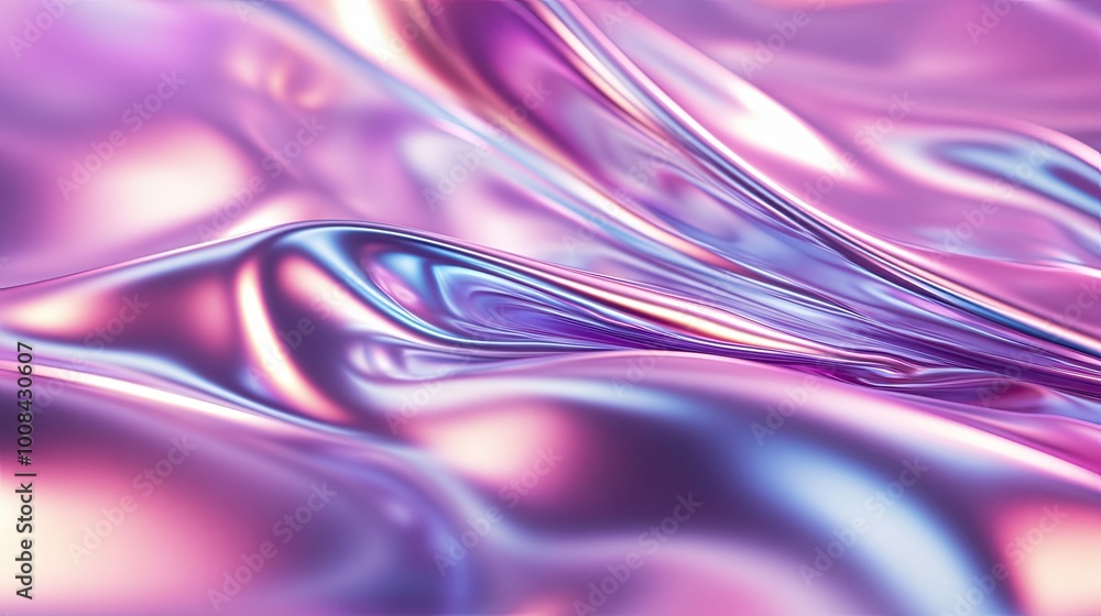 Poster abstract background with pink metallic gradient and holographic shine. smooth foil texture with a fu