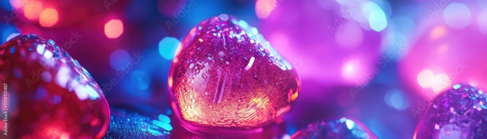 Poster Close-up of colorful gemstones reflecting light, creating a vibrant and mesmerizing display of hues and textures.