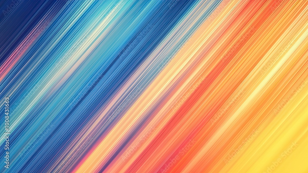 Poster abstract diagonal lines with colorful gradient transitions. smooth blend from cool blues to warm ora
