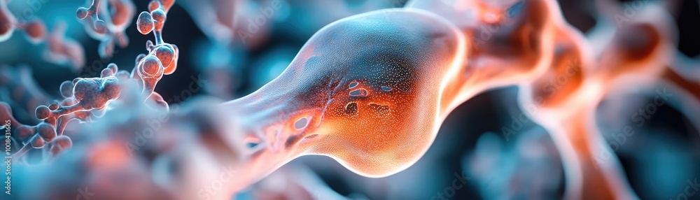 Poster close-up view of a neuron, showcasing its intricate structure and connectivity, highlighting the bea