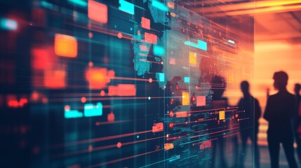 Fototapeta premium Abstract Technology Visualization with Silhouettes