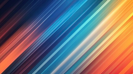Abstract diagonal lines with colorful gradient transitions. Smooth blend from cool blues to warm oranges for a dynamic background.