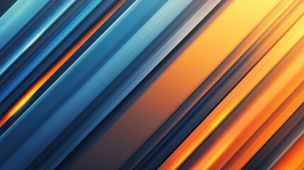 Fototapeta premium Abstract diagonal lines with smooth gradient transition. Blue and orange hues blend seamlessly, creating a colorful and modern design.