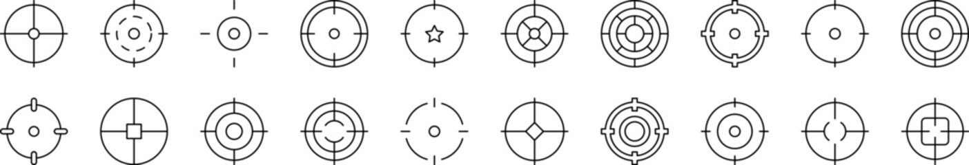 Target Set of Thin Icons. Editable Stroke. Suitable for Web Sites, Books, Cards, Apps