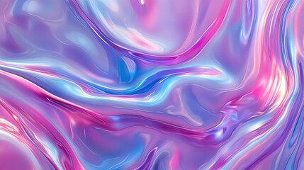 Obraz premium Abstract holographic background with metallic foil texture. Shiny spectrum colors in pink, violet, and blue, creating fluid, blurred patterns.