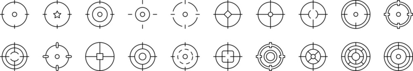 Target Related Line Icons for Web Sites, Books, Cards, Apps. Editable Stroke. Suitable for Web Sites, Books, Cards, Apps