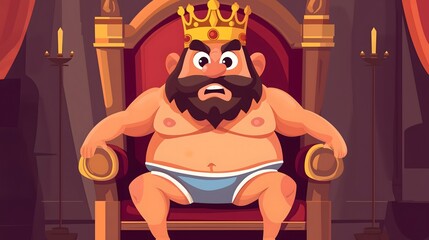 King wearing only his underwear, looking both surprised and comical , The Emperor's New Clothes