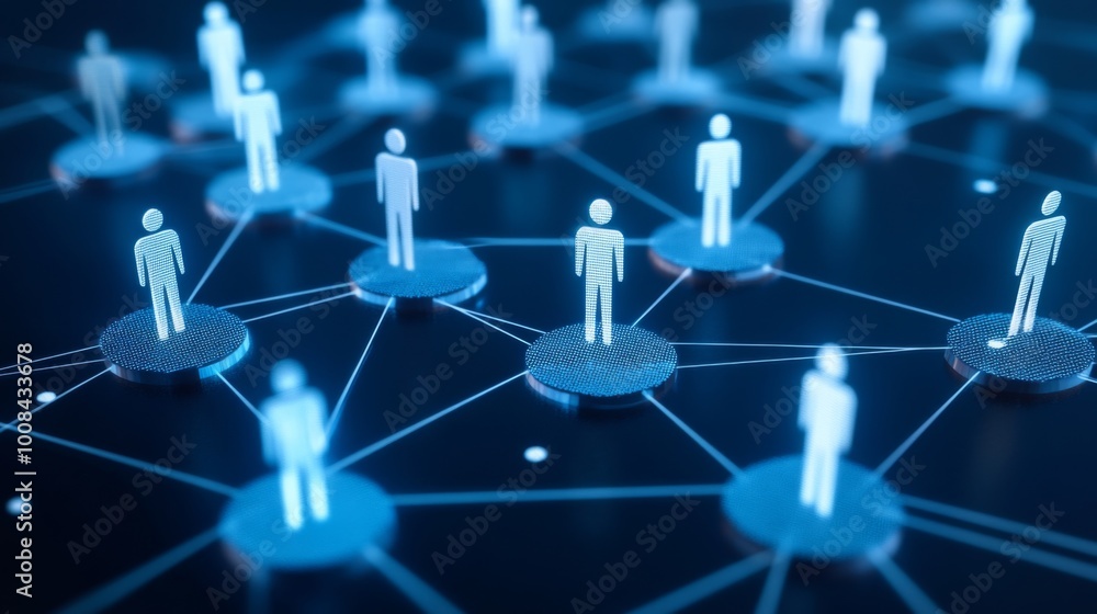 Aufkleber digital network connection with figures representing people