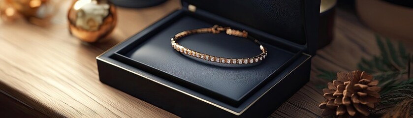 Elegant gold bracelet displayed in a gift box, perfect for special occasions and luxurious gifting.