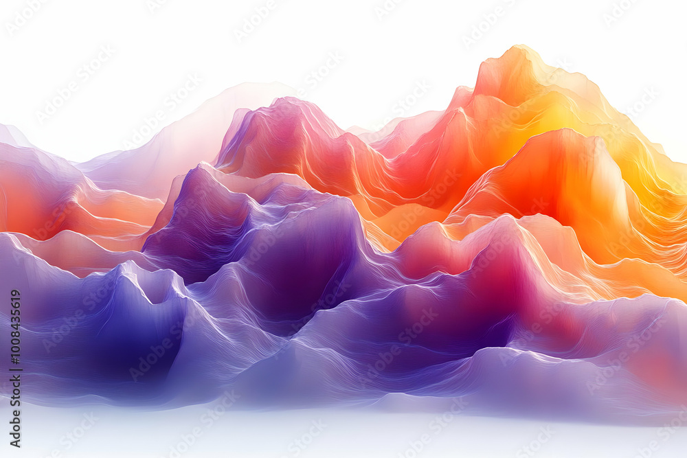 Poster abstract background with colorful flowing 3d landscape