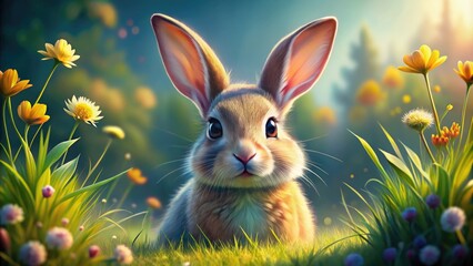 Fototapeta premium Cute and Playful Rabbit Vector Illustration for Spring and Easter Designs, Perfect for Any Project