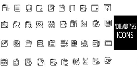 Note and tasks simple concept 40 icons set.Vector illustration.