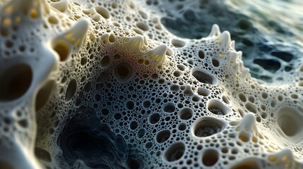 Close-up of a textured surface resembling organic formations.