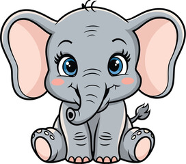 Fototapeta premium A cartoon drawing of an elephant in a jangle Cartoon Elephant for baby hand drawing
