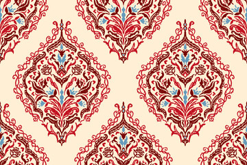 Saree Sarong Motifs Ikat floral paisley embroidery floral.ikat ethnic oriental pattern traditional.Ikat embroidery style abstract embroidery design for texture,fabric,clothing,wrapping,decoration