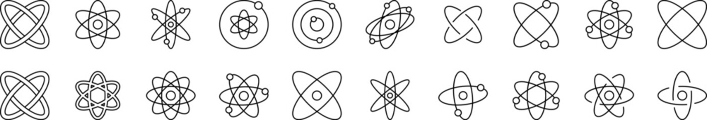 Isolated Atom, Orbit Related Line Icons for Web Sites, Books, Cards, Apps. Editable Stroke. Suitable for Web Sites, Books, Cards, Apps © RaulAlmu
