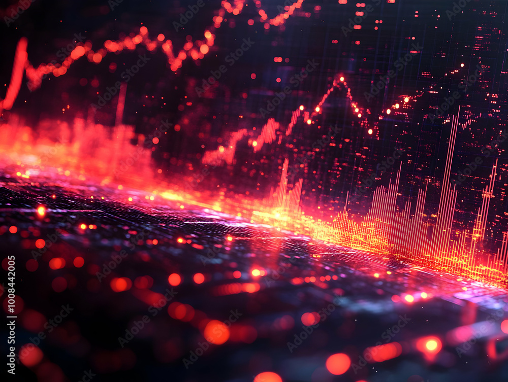 Poster abstract background of fiery red data analytics