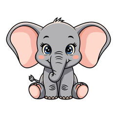 Naklejka premium A cartoon drawing of an elephant in a jangle Cartoon Elephant for baby hand drawing