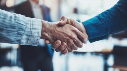 Business Partners Shaking Hands in Modern Office
