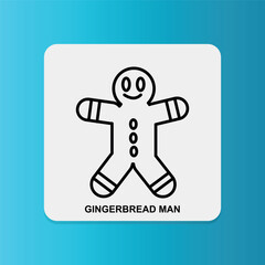Gingerbread man. Thin line icon, editable stroke. Vector illustration