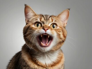 Obraz premium Angry cat isolated on transparent png background with a funny and excited expression