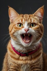 Fototapeta premium Angry cat isolated on transparent png background with a funny and excited expression