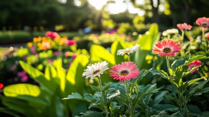 Obraz premium Colorful flowers in a garden.