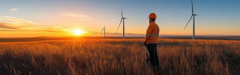 Wind Turbine Technician Working in Renewable Energy, Clean Energy Worker